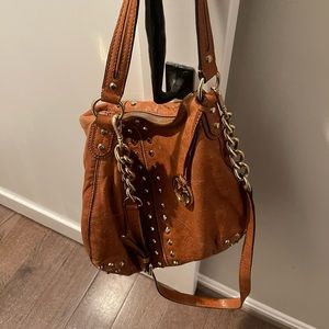 Michael Kors Uptown Astor Studded Large Cognac Whiskey Saddle Brown